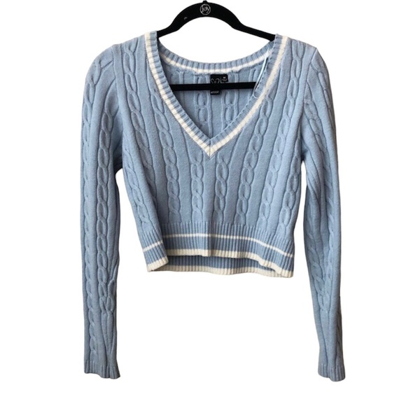 Windsor Sweaters - Windsor Baby Blue Cropped Sweater